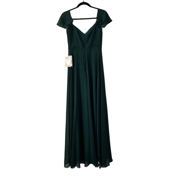Birdy Grey Devin Chiffon Bridesmaid Gown Floor Length In Emerald NWT XS - Picture 4 of 12